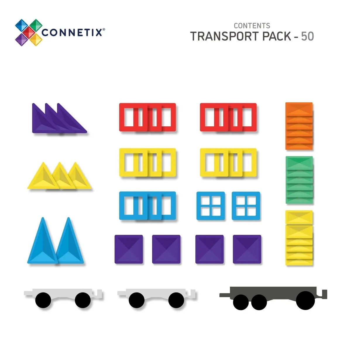 CONNETIX Magnetbausteine Rainbow Transport Pack - 50 Teile - Nook' d' Mel - Kinder Concept Store